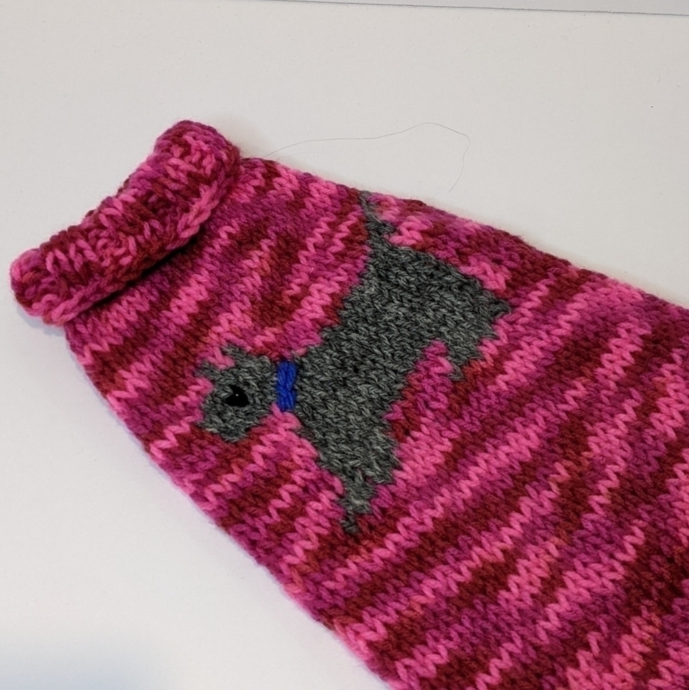 Handmade Hand Knit Pink Marled Dog Sweater Medium - Picture 2 of 5
